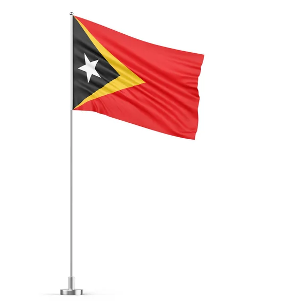 Bandeira Timor Leste Sobre Fundo Branco Flagpole Ilustração Isolada — Fotografia de Stock