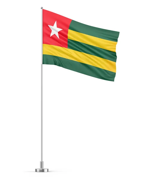 Togo Flag Flagpole White Background Isolated Illustration — Stock Photo, Image