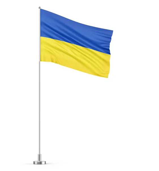 Oekraïense Vlag Een Vlaggenmast Witte Achtergrond Geïsoleerde Illustratie — Stockfoto