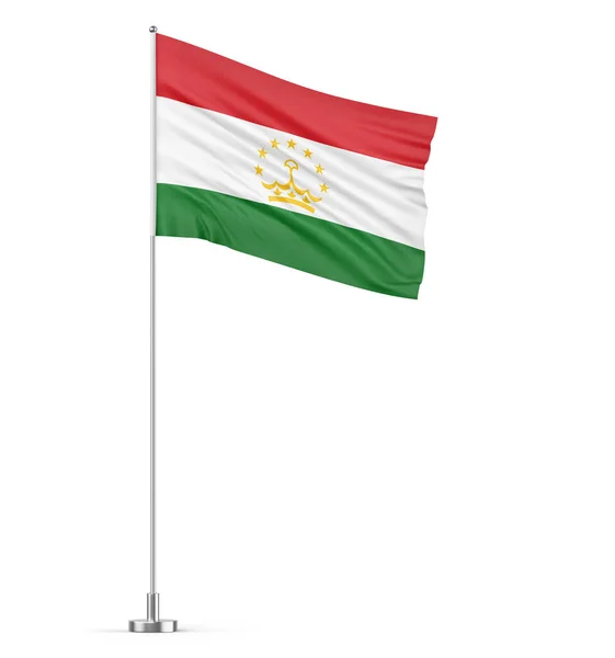Tadzjikistan Vlag Een Vlaggenmast Witte Achtergrond Geïsoleerde Illustratie — Stockfoto