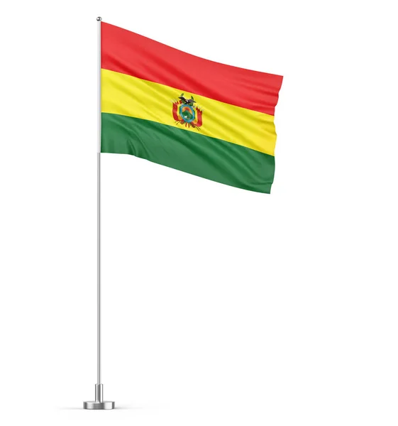 Bandera Bolivia Sobre Asta Bandera Fondo Blanco Ilustración Aislada — Foto de Stock