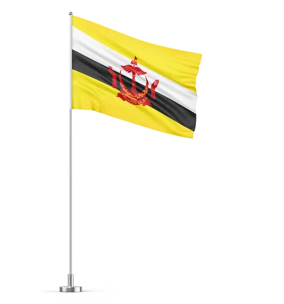 Brunei Darussalam Bandeira Fundo Branco Mastro Isolado Ilustração — Fotografia de Stock