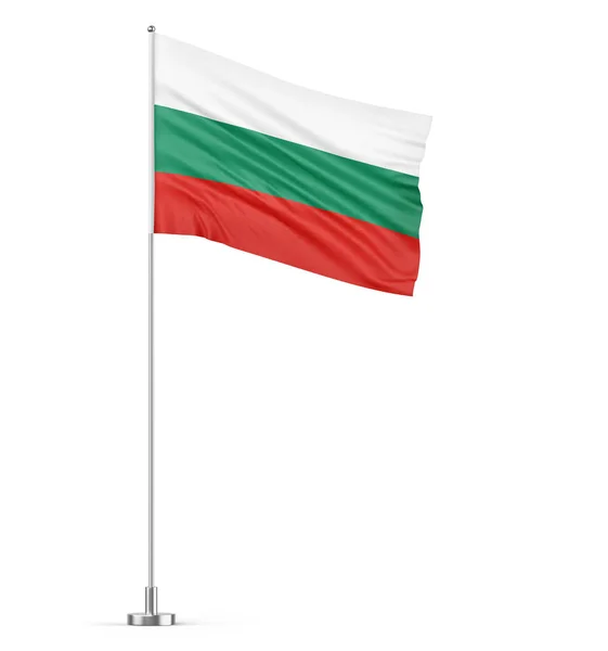 Bandera Bulgaria Sobre Asta Bandera Fondo Blanco Ilustración Aislada —  Fotos de Stock