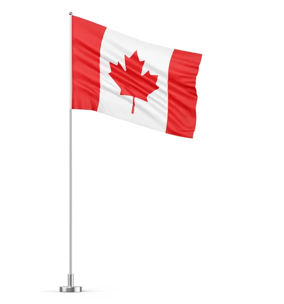 Bayrak Direğindeki Kanada Bayrağı Beyaz Arkaplan Izole Edilmiş Illüstrasyon — Stok fotoğraf