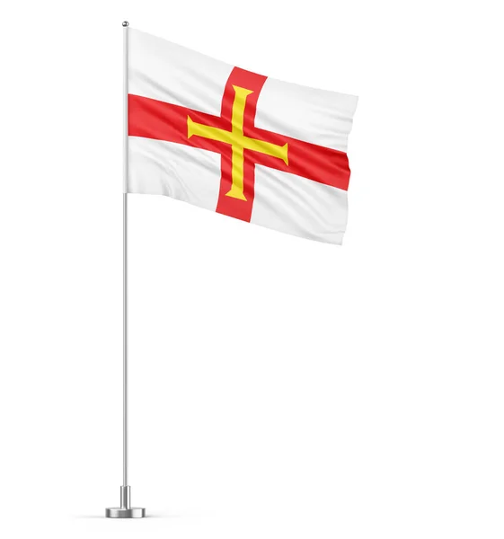Σημαία Guernsey Λευκό Στύλο Σημαίας Απομονωμένη Τρισδιάστατη Απεικόνιση — Φωτογραφία Αρχείου