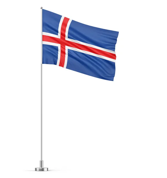 Bandera Islandia Sobre Asta Bandera Fondo Blanco Ilustración Aislada —  Fotos de Stock