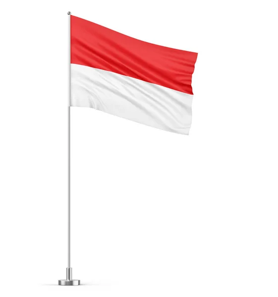 Flaga Indonezja Maszcie Biały Tło Izolowane Ilustracja — Zdjęcie stockowe