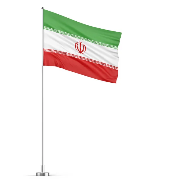 Флаг Ирана Белом Фоне Флагштоком — стоковое фото
