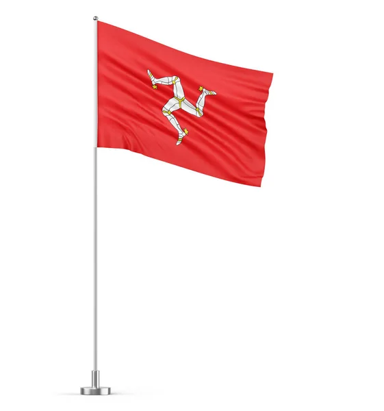 Σημαία Της Νήσου Mann Λευκό Στύλο Σημαίας Απομονωμένη Τρισδιάστατη Απεικόνιση — Φωτογραφία Αρχείου