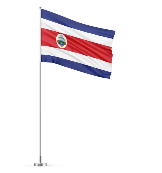 Costa Rica Flag Flagpole White Background Isolated Illustration — Stock Photo, Image