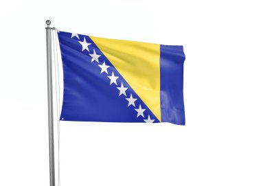 Bosna-Hersek bayrağı, beyaz arkaplanı 3 boyutlu olarak izole etti