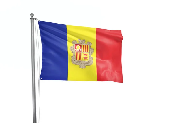 Andorra Flagga Isolerad Vit Bakgrund Illustration — Stockfoto