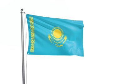 Kazakistan bayrağı izole edilmiş beyaz arkaplan 3D illüstrasyon