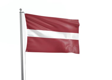 Letonya bayrağı izole edilmiş beyaz arkaplan 3D illüstrasyon