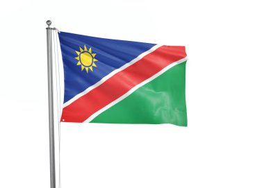 Namibya bayrağı izole edilmiş beyaz arkaplan 3D illüstrasyon