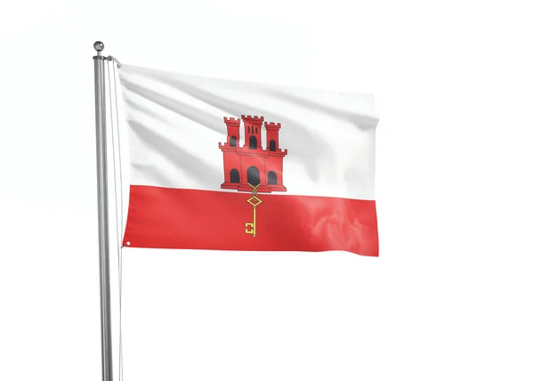 Gibraltár Zászló Elszigetelt Fehér Háttér Illusztráció — Stock Fotó
