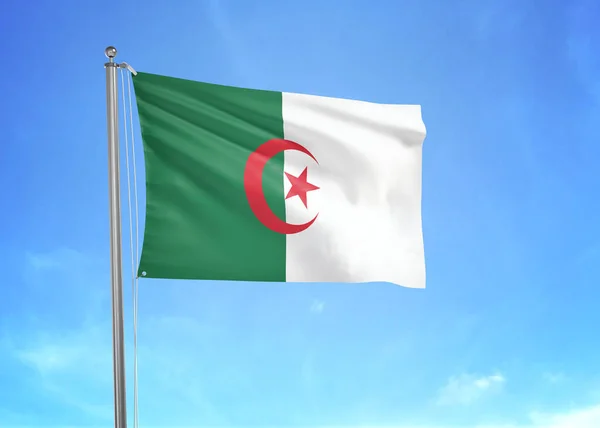 Algéria Zászló Integetett Felhős Égen Illusztráció — Stock Fotó