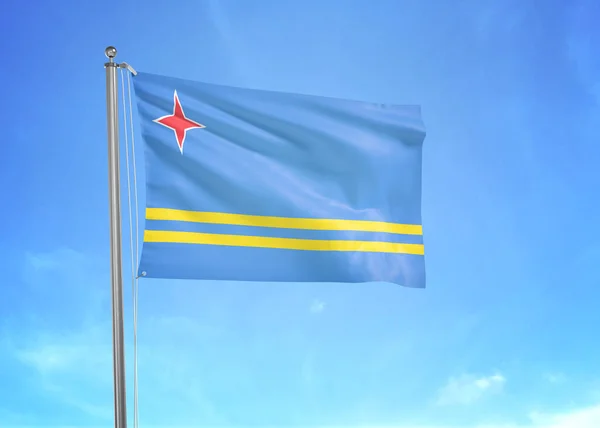Bandera Aruba Ondeando Cielo Nublado Ilustración — Foto de Stock
