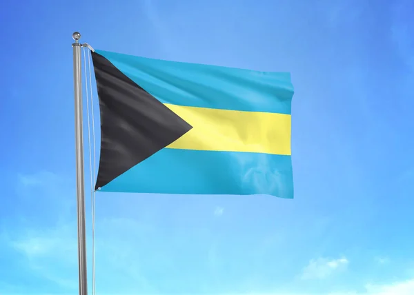 Bahamas Flag Waving Cloudy Sky Illustration — Stock Photo, Image