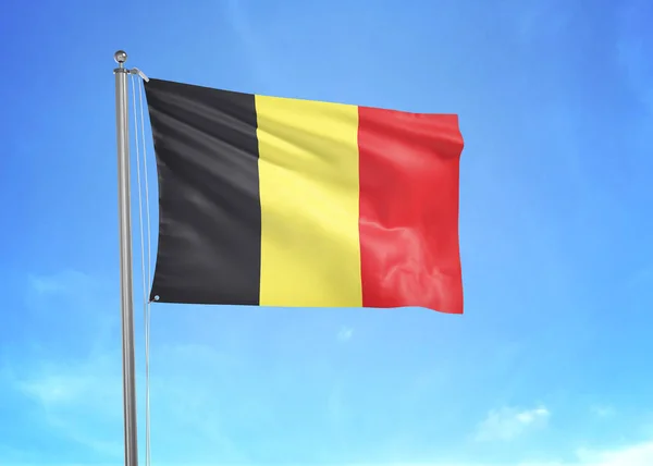 Drapeau Belgique Agitant Dans Ciel Nuageux Illustration — Photo