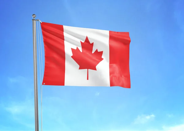 Kanada Bayrağı Bulutlu Gökyüzünde Dalgalanıyor Illüstrasyon — Stok fotoğraf