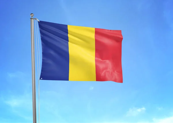 Tsjaad Vlag Zwaaiend Bewolkte Lucht Illustratie — Stockfoto