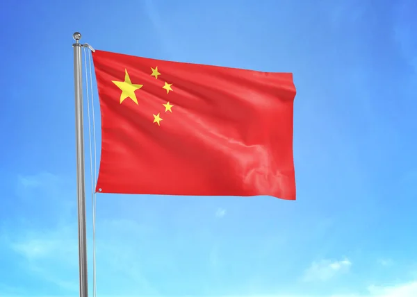 Kina Flagga Viftar Molnigt Himmel Illustration — Stockfoto