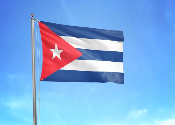 曇り空に揺れるキューバ国旗3Dイラスト — ストック写真
