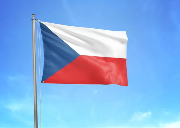Csehország Zászló Integetett Felhős Égen Illusztráció — Stock Fotó