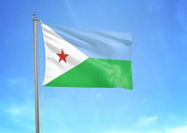 Djibouti Flag Waving Cloudy Sky Illustration — Stock Photo, Image