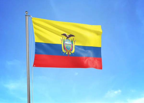Ecuador Zászló Integetett Felhős Égen Illusztráció — Stock Fotó