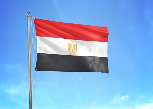 Egypte Vlag Zwaaien Bewolkte Lucht Illustratie — Stockfoto