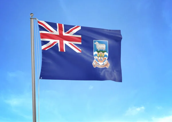 Falkland Islands Flag Waving Cloudy Sky Illustration — Stock Photo, Image