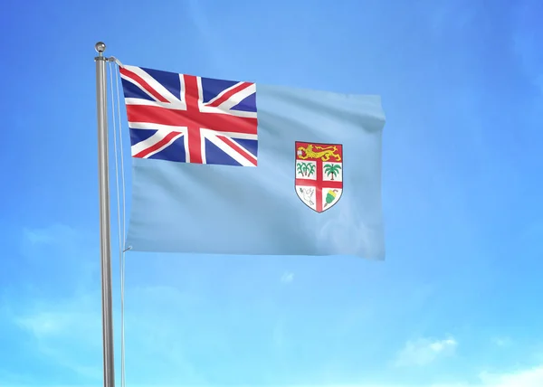 Bandeira Fiji Acenando Céu Nublado Ilustração — Fotografia de Stock