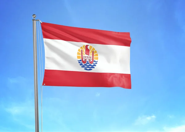 French Polynesia Flag Waving Cloudy Sky Illustration — Stock Photo, Image