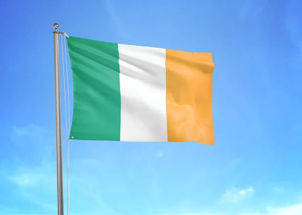 Ireland Flag Waving Cloudy Sky Illustration — Stock Photo, Image