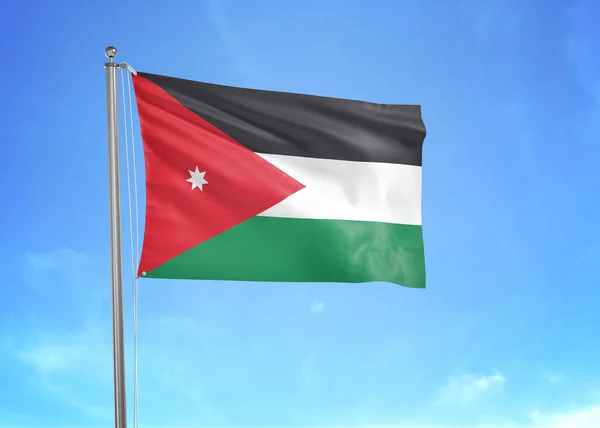 Jordanië Vlag Zwaaien Bewolkte Hemel Illustratie — Stockfoto