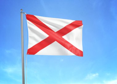 Bulutlu gökyüzünde dalgalanan Kuzey İrlanda bayrağı 3 boyutlu illüstrasyon