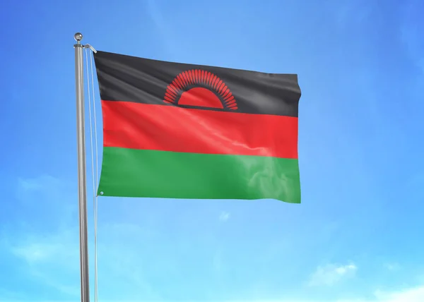 Malawská Vlajka Vlnící Zamračené Obloze Ilustrace — Stock fotografie