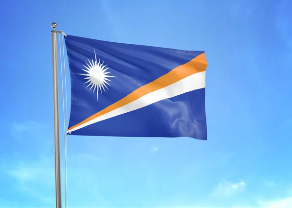 Flaga Wysp Marshalla Machająca Chmurnym Niebie Ilustracja — Zdjęcie stockowe