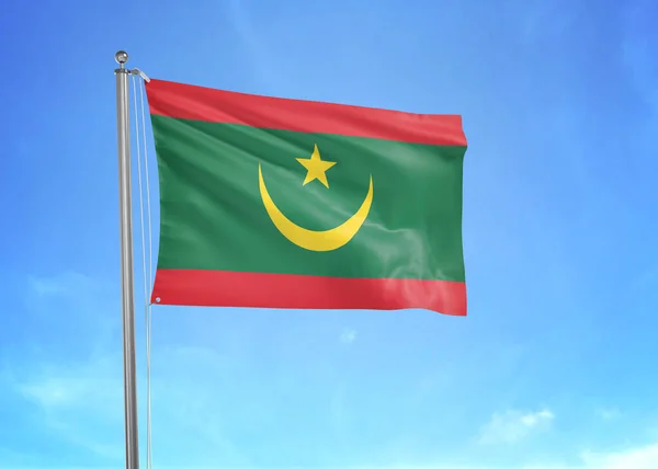 Mauritánia Zászló Integetett Felhős Égen Illusztráció — Stock Fotó