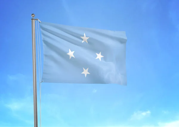 Прапор Мікронезії Розмахуючи Ілюстрації Хмарного Неба — стокове фото