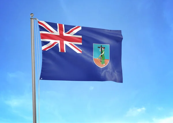 Bandeira Montserrat Acenando Céu Nublado Ilustração — Fotografia de Stock