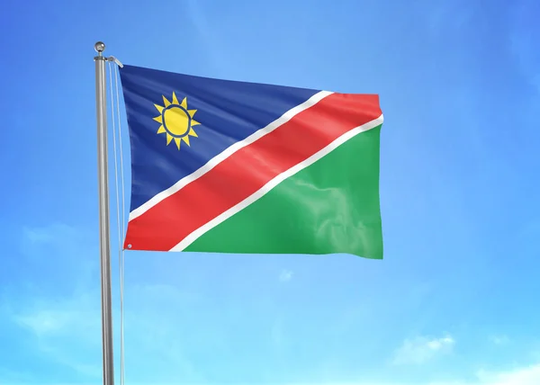 Bandeira Namíbia Acenando Céu Nublado Ilustração — Fotografia de Stock