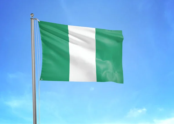 Nigeria Vlag Zwaaien Bewolkte Lucht Illustratie — Stockfoto