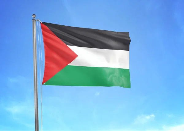 Bandera Palestina Ondeando Cielo Nublado Ilustración — Foto de Stock