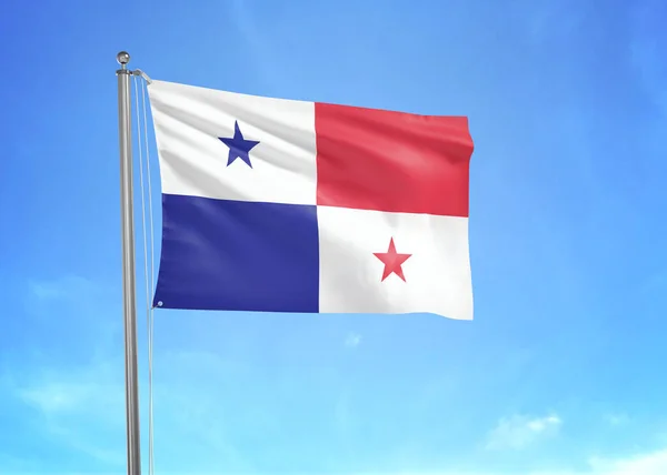 Bandera Panamá Ondeando Cielo Nublado Ilustración — Foto de Stock