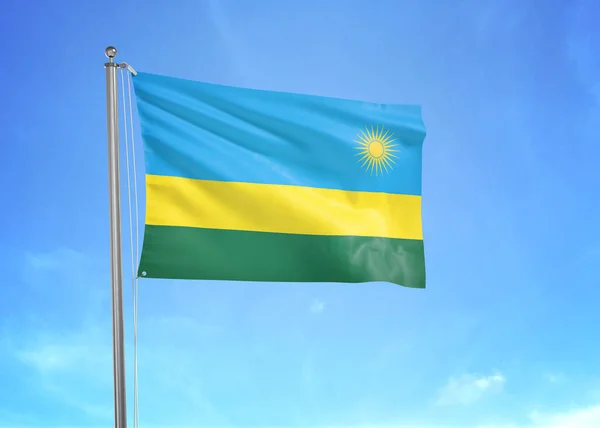 Rwanda Vlag Zwaaiend Bewolkte Lucht Illustratie — Stockfoto