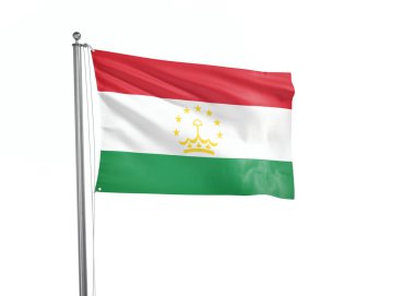 Tacikistan bayrağı izole edilmiş beyaz arkaplan 3D illüstrasyon