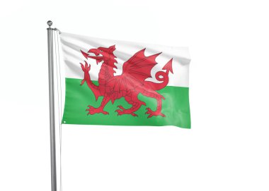 Galler bayrağı izole edilmiş beyaz arkaplan 3D illüstrasyon